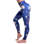 Women's Compression Leggings - Blue Flowers