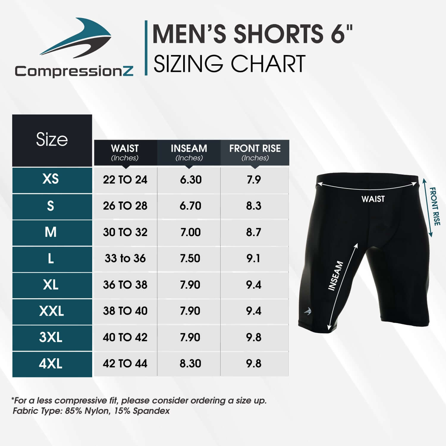 Size Chart for Compression Shorts Men for Biking, Running, Versatile Base Layer, Breathable 4-Way Stretch, Engineered for Athletes, Superior Quality & Fit