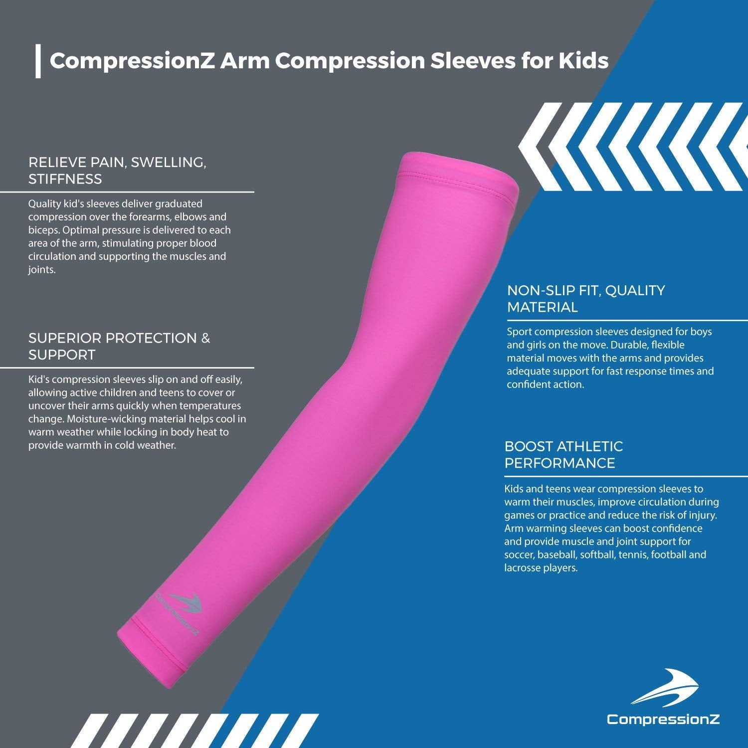 Youth Arm Sleeves (2 Sleeves) - Pink